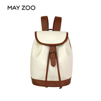 Sac à dos seau en toile et cuir personnalisé pour femme, avec cordon de serrage, couvercle rabattable, style coréen, à la mode, pour voyage et école, MSY