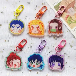 Porte-clés en acrylique avec personnages de dessin animé, mignon kawaii, personnalisé, transparent, époxy, paillettes