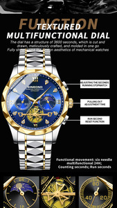 Montre-bracelet de luxe à quartz <span class=keywords><strong>B</strong></span> 1236 pour homme, étanche, cadran lumineux, acier inoxydable 43 mm, design élégant et tendance - Product Image 2
