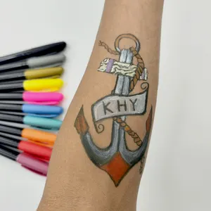 KHY Set spidol tato sementara 10 warna, spidol tato temporer tidak beracun kustom