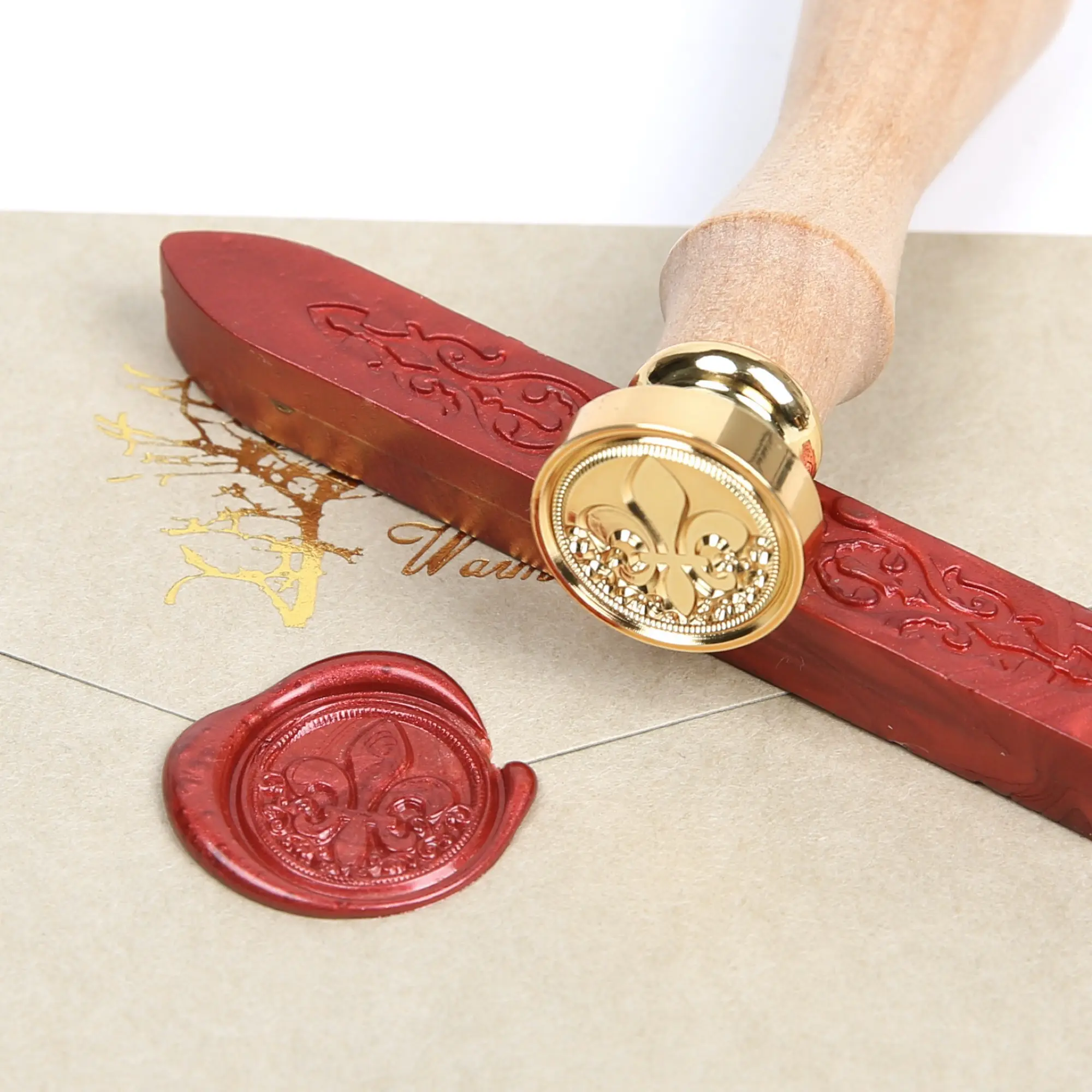 Antique Colors Sealing Wax Stamp Custom Wax Stamp Handle Round Brass Head For Invitation Wedding