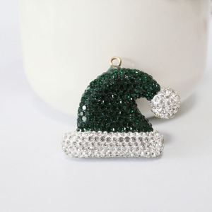Porte-clés de Noël vintage pour femme, chapeau de Père Noël, pendentif scintillant en strass, breloque de sac en alliage, accessoire cadeau festif - Product Image 2