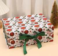 Boîtes cadeaux de Noël écologiques et recyclables, prêtes à être expédiées à l'international, en carton blanc rectangulaire, avec ruban et fermeture magnétique monobloc