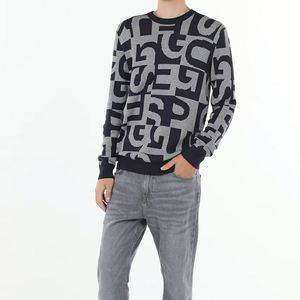 Suéter de hombre OEM y ODM con logotipo personalizado, prendas de punto con letras Jacquard, jersey de cuello redondo para hombre, jerséis de punto informales, suéter de punto de invierno para hombre - Product Image 1