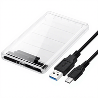 Casing Hard Disk 2.5 Inci USB3.0 Tipe C Transparan HDD/SSD dengan Adaptor SATA untuk Komputer PC Laptop
