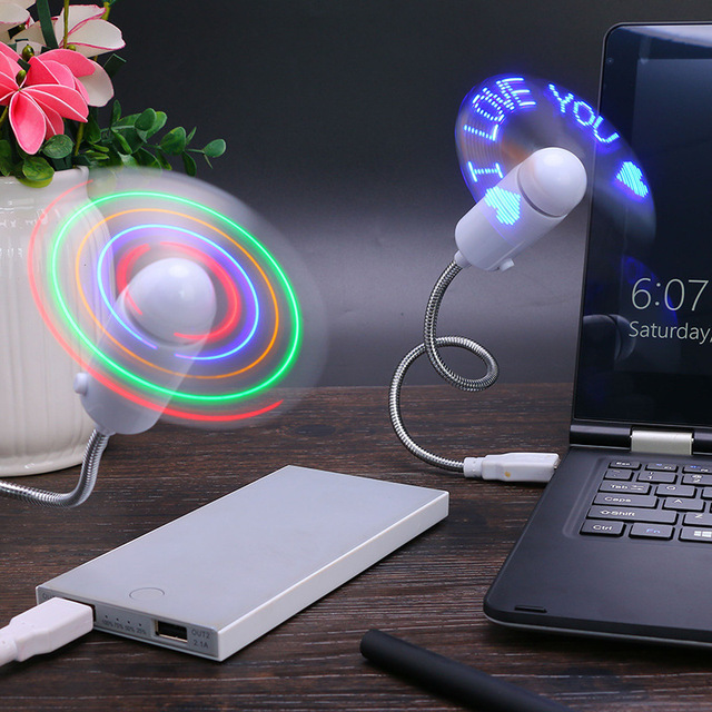 Customized Clock Fan Mini Words Summer Manual Little Custom Powerful Fans Phone Flash Mini Led USB Fan