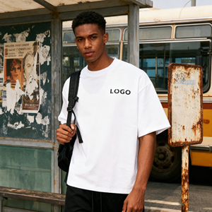 T-shirt oversize pour homme 300 GSM, 100 % coton, col rond, vierge, personnalisable avec logo, vente en gros - Product Image 1