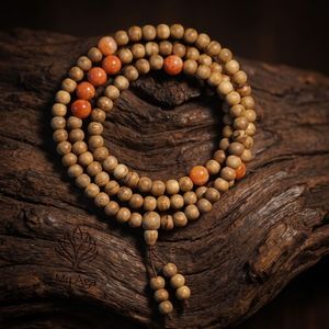 Bijoux en bois d'agar de haute qualité, style minimaliste, 108 perles Mala avec 8 perles de corail rouge, 100% perles de bois d'agar naturelles de My Aga Vietnam - Product Image 3