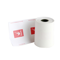 Rouleau de papier thermique pour caisse enregistreuse 57*40mm avec logo de marque imprimé, 100% pâte de bois, noyau en plastique/carton pour TPV/GAB