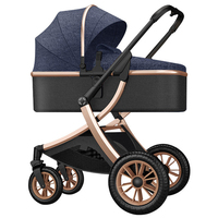 Poussette bébé 3-en-1 personnalisable, pliage à angle élevé, design confortable double face, 4 roues en métal, capacité de charge de 20 kg, intérieur/extérieur