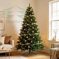 Sapin de Noël artificiel pré-éclairé de 7 pieds avec lumières LED, pour l'intérieur et l'extérieur, vente en gros, fournisseur OEM, personnalisable