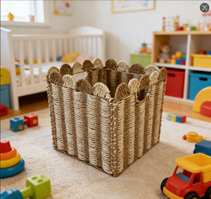Boîte pliable à bords festonnés en tissu, boîte carrée pliable à bords festonnés pour chambre d'enfant en provenance du Vietnam - Product Image 2