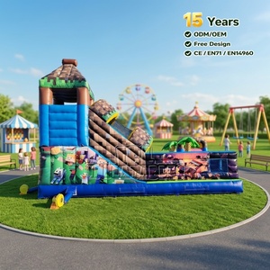 Casa de Brinco Inflable <span class=keywords><strong>Minecraft</strong></span> con Certificación CE, Equipo de Juegos Comercial de PVC con Tobogán y Escalador para Carnavales - Product Image 2