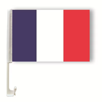 Drapeau de fenêtre de voiture en polyester français avec poteaux en plastique