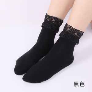Mode dames japonais maille dentelle doux Lolita froufrous blanc coton <span class=keywords><strong>chaussettes</strong></span> filles femmes tricoté cheville <span class=keywords><strong>fantaisie</strong></span> dentelle à volants <span class=keywords><strong>chaussettes</strong></span> - Product Image 5