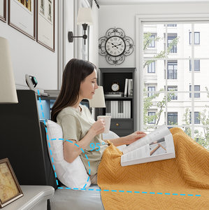 Cadre de lit souple réglable pleine grandeur avec tête de lit ergonomique, construction en MDF, prises de charge et éclairage LED - Product Image 4