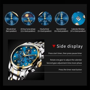 Olevs 3652 Mặt Trăng Giai Đoạn Quay Số Đồng Hồ Đeo Tay Đồng Hồ Relojes Hombre Đồng Hồ Cho Tôi Mới Ban Đầu Đa Chức Năng Chronograph Mens Đồng Hồ - Product Image 3