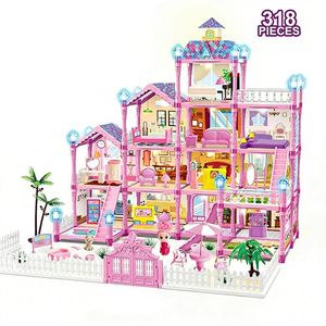 Mini maison de jeu en briques, ensemble de cuisine pour enfants, modèle en PVC plastique à monter soi-même, meubles décoratifs, scène créative, cadeau - Product Image 1