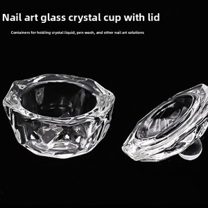 Coppa in Vetro per Pulizia Pennelli Nail Art con Coperchio, Design a Stella di <span class=keywords><strong>Anice</strong></span>, Strumento Professionale per Manicure - Product Image 2
