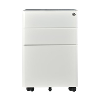 Armoire de classement mobile à 3 tiroirs en acier, unité de rangement de bureau sur roulettes, tiroir verrouillable sous le bureau