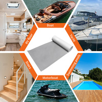 Revêtement de sol marin moderne Uni 240 cm x 1200 cm noir/gris, imperméable et antidérapant en mousse EVA pour pont de bateau