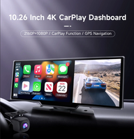 Autoradio portable avec écran IPS de 10,26 pouces, caméra avant et arrière, enregistrement, Carplay, Android Auto, système multimédia universel pour voiture