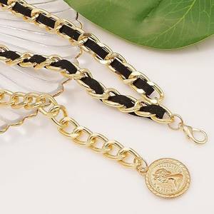 क्रॉस सीमा मिश्र धातु कमर श्रृंखला छोटी सुगंध शैली फैशनेबल डबल-परत श्रृंखला बेल्ट जींस के लिए 3.5 सेमी चौड़ाई 105 सेमी - Product Image 4