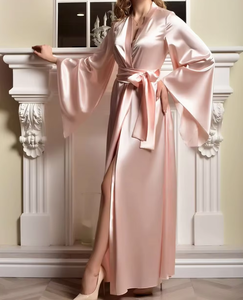 Ladies Morning <strong>Gowns</strong> for Woman Luxury Women's Bathrobe Long Style Design Wide Sleeves Nightgowns Silk <strong>Satin</strong> Kimono Women <strong>Robes</strong> - Product Image 4