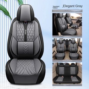 Housses de siège de <span class=keywords><strong>voiture</strong></span> avant universelles de luxe en cuir complet 9 pièces avec insertion lombaire quatre saisons compatibles noir - Product Image 6