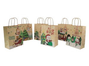 12 bolsas de papel de regalo de Navidad marrón Kraft con asa Goodie Kraft fiesta Favor bolsas de dulces para vacaciones bolsas de regalo de Navidad - Product Image 4