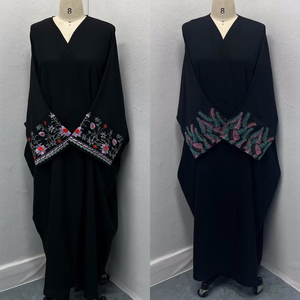 Abaya Musulmana al por Mayor <span class=keywords><strong>para</strong></span> <span class=keywords><strong>Mujer</strong></span>, Modesta, Multicolor, con Bordado Floral, Túnica Islámica, Vestido Elegante, Informal y Formal - Product Image 2