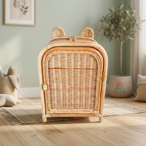 Armoire enfant en rotin Nhat Minh avec dessus arqué en forme d'oreilles d'ours, rangement écologique pour chambre d'enfant - Product Image 4