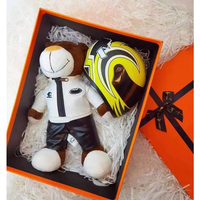 Casque d'ours en peluche de moto personnalisé 28CM Pet Handmade Doll Full Helmet