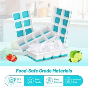Large <b>Square</b> Colorful Silicone Ice Cube Trays Reusable Tableware for Home Freezer Baby Food Cool Ball Mold Shape Promotional - Product Image 4