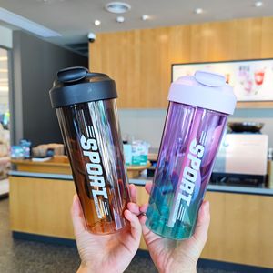 Gradient Plastic Sport Water Bottle 650Ml Reusable Portable Cup For Outdoor Travel School Use - Product Image 1