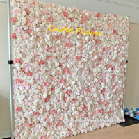 H-457 maßge schneiderte künstliche Blumen wand für Hochzeits dekoration Stoff zurück Roll Up blaue und weiße Rose Blumen wand