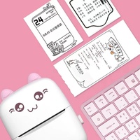 Printer Mini Nirkabel Murah Lucu Bentuk Kucing Warna Pink Biru Thermal Usb Mesin Cetak Saku
