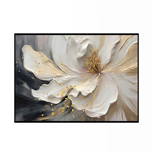 Flor de lámina de oro moderna, lienzo pintado a mano, textura, arte de pared grande, pintura <span class=keywords><strong>al</strong></span> óleo, pintura de pared abstracta hecha a mano para decoración del hogar - Product Image 1