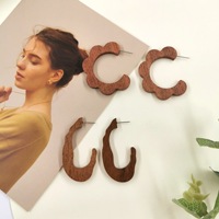Pendientes Colgantes de Madera y Ratán Vintage para Mujer, Joyería de Madera Hecha a Mano con Diseño Geométrico, Accesorio de Moda NR-ZY92