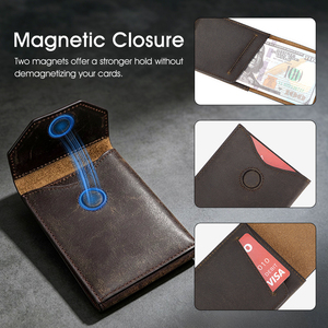 <span class=keywords><strong>Portafoglio</strong></span> Artigianale <span class=keywords><strong>in</strong></span> Vera <span class=keywords><strong>Pelle</strong></span> Bovina Crazy Horse con Chiusura Magnetica per Uomo, Porta Carte Sottile Vintage da Tasca Frontale - Product Image 2