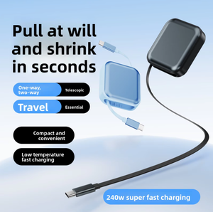 Câble de données rétractable USB Type-C vers Type-C 240W à charge rapide en PVC avec <span class=keywords><strong>garantie</strong></span> de 12 mois pour téléphone portable, tablette, voiture - Product Image 4