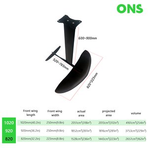 Ala delantera de carbono Axis Foil 820/920/1020 para Hydrofoil, Downwind/Pump/Wake/Kitefoil, Fábrica OEM/ODM JFS ONS 820/920/1020 Mediana - Product Image 5