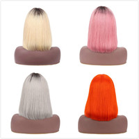 Wig Wig Buatan Mesin Yeswig Grosir Bob 10 12 Inci Wig Rambut Warna-warni 4X4 Penutup Renda Swiss Ketebalan 150% 613 Pirang Bob