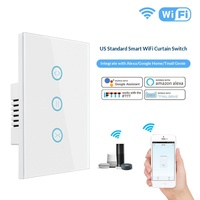 Panneau de commande Wi-Fi Tuya intelligent pour rideaux motorisés, compatible Alexa et Google Home, pour usage intérieur, contrôle à distance mobile, liaison de scènes (norme US)