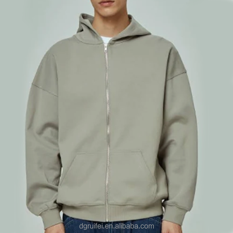Cotton Oversized Zip-up Custom Zip-up Hoodie