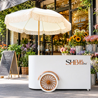 Carrito Móvil Plegable Elegante con Puertas para Guardar Sombrillas, Ideal para Bodas, Eventos de Comida, Exhibiciones de Dulces, Cafeterías y Venta Minorista