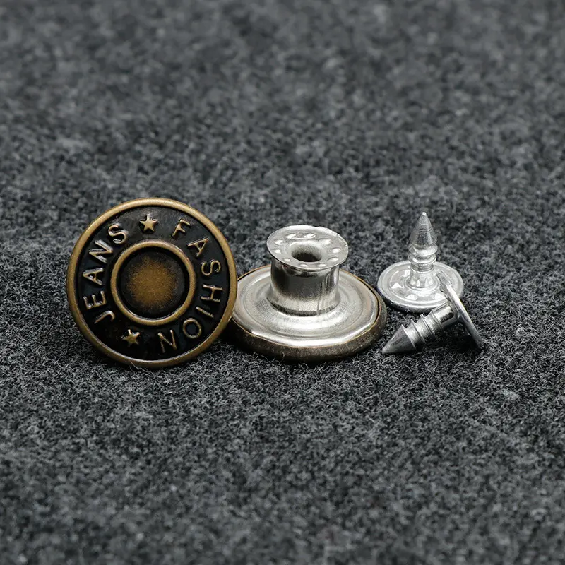 Logo Laser sculpté personnalisé, laiton Antique, argent, cuivre pour hommes, boutons de veste et Rivet pour Jeans