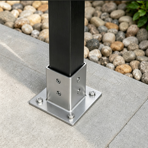 Sunsbuild 201 Stainless Steel Square <b>Post</b> Base Bracket Heavy Duty Surface Mount Fence <b>Post</b> <b>Holder</b> for Outdoor - Product Image 6