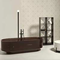 Baignoire adulte autoportante en verre noir Transparent blanc de l'usine professionnelle trempage vidange bain à remous pierre de Massage
