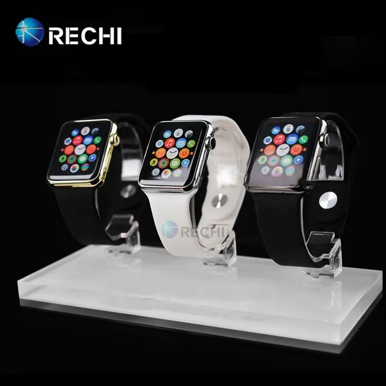 RECHI Custom Counter Clear acrilico accessorio per telefono orologio espositore per vendita al dettaglio per 3 In 1 Smart Watch espositore In acrilico